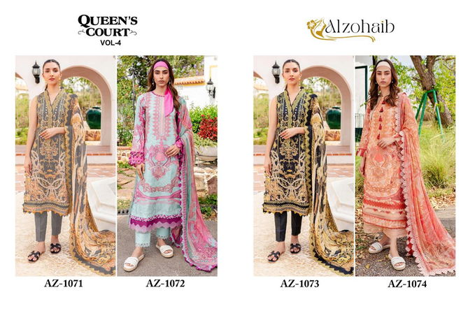 Alzohaib Queen Court Vol 4 Cotton Printed Pakistani Suits Exporters In India